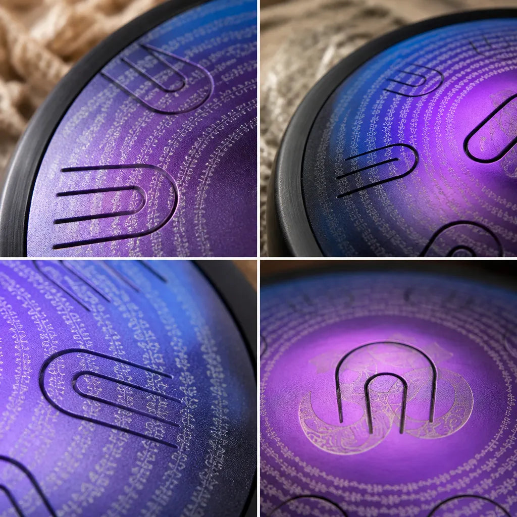 Steel Tongue Drum D Minor 9-11 Notes - Iridescent Stainless Steel