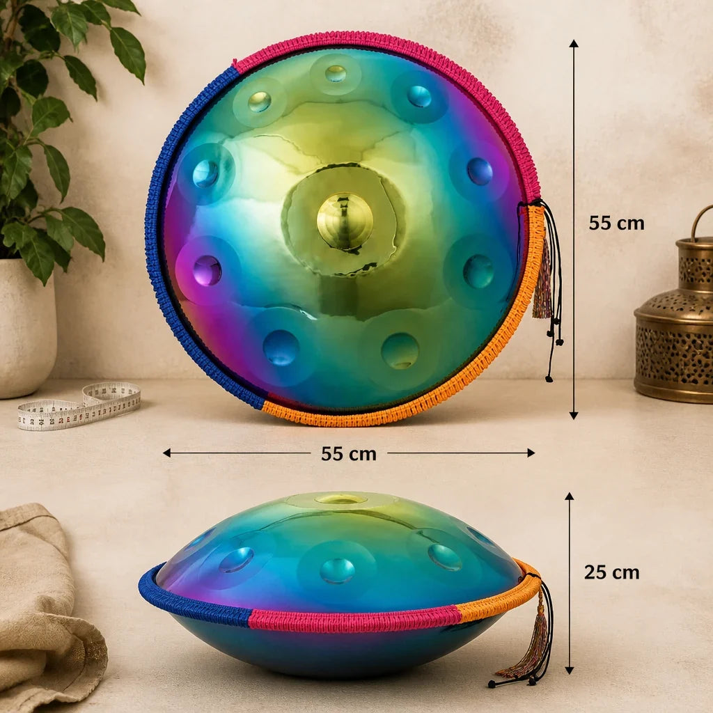 Handpan Kurd D Minor 10 Notes - Tree of Life, Iridescent