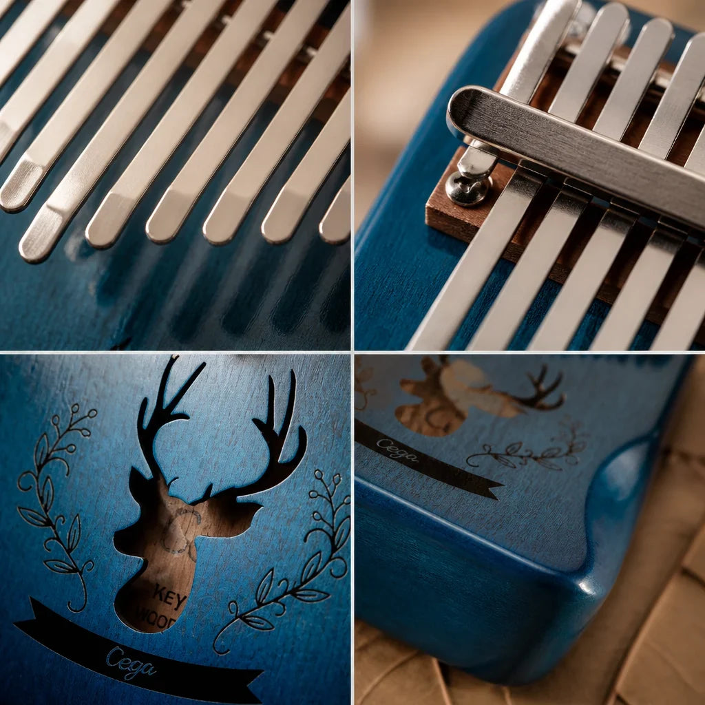 Kalimba 17 Keys - Mahogany, Reindeer Design