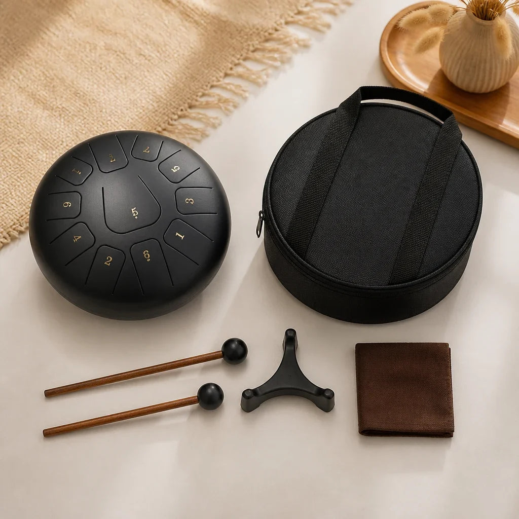 Steel Tongue Drum Lumina 11 Notes - Matt Black, Numbered