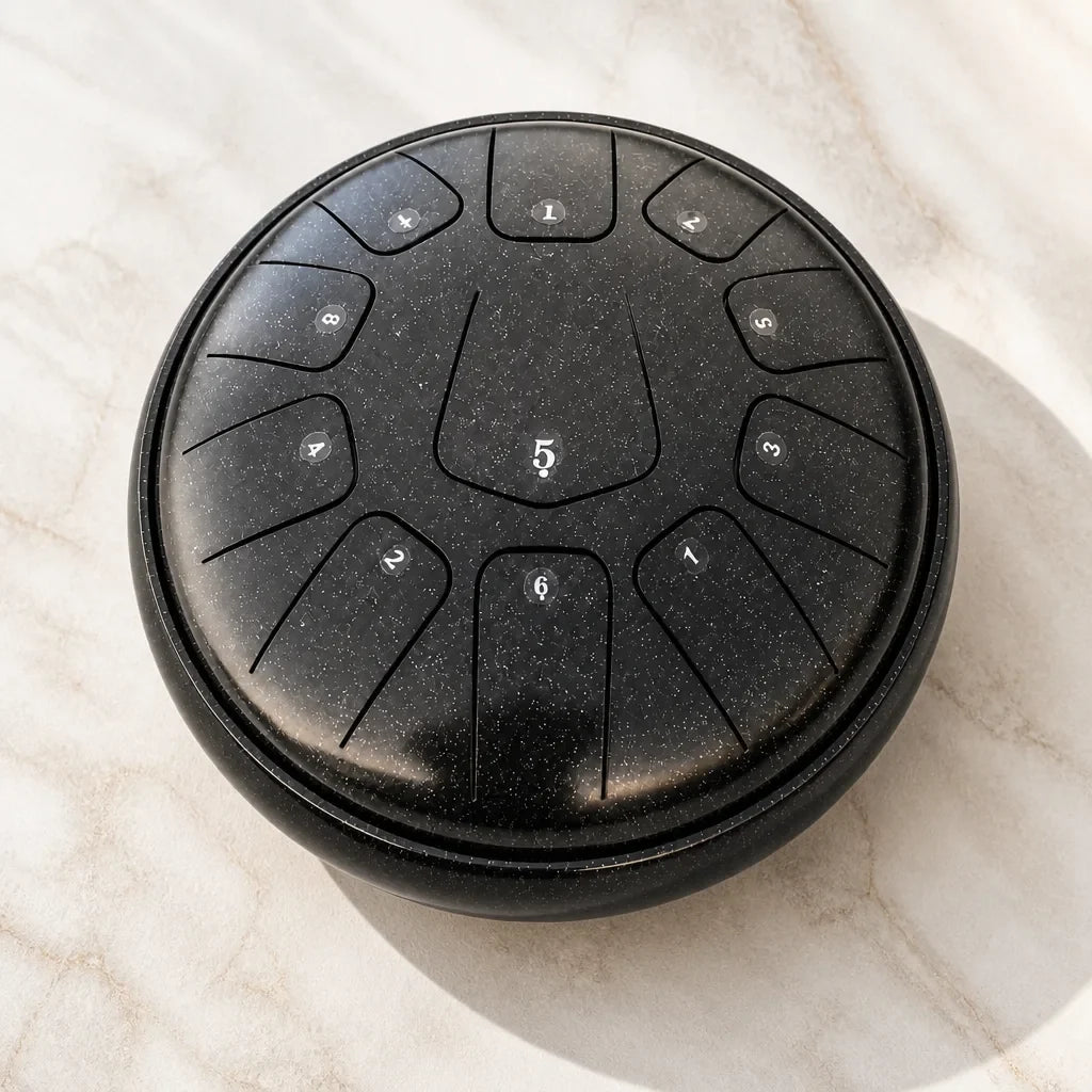 Steel Tongue Drum C Minor 11 Notes - 30 cm, Gloss Black