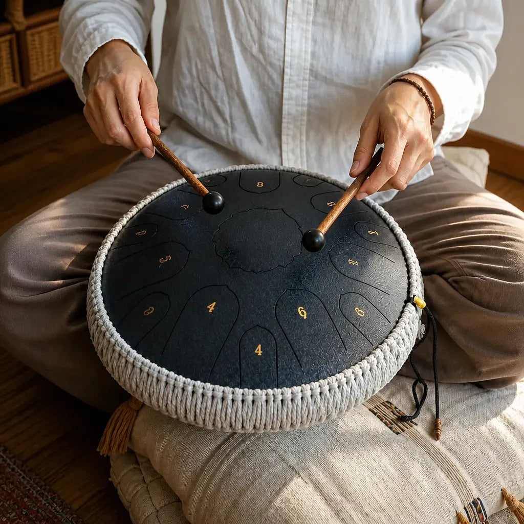 Steel Tongue Drum D Major 15 Notes - Empty Drum, 8 Colours