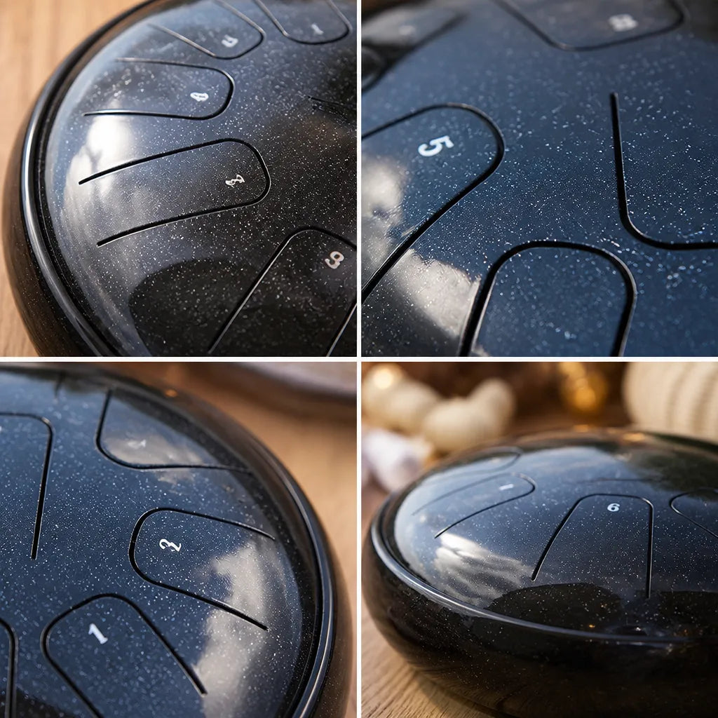 Steel Tongue Drum C Minor 11 Notes - 30 cm, Gloss Black