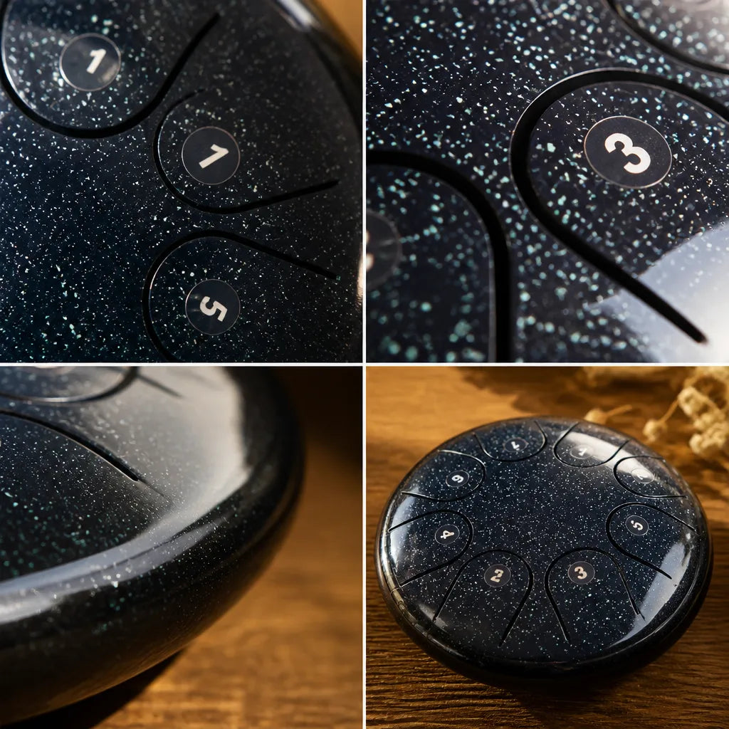 Steel Tongue Drum C Minor 8 Notes - 15 cm, Deep Black